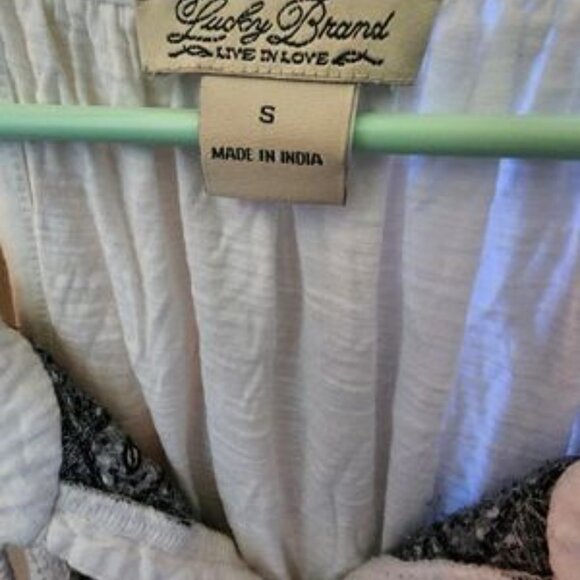 Lucky Brand White Tank Top with String and Front Design - Picture 3 of 3